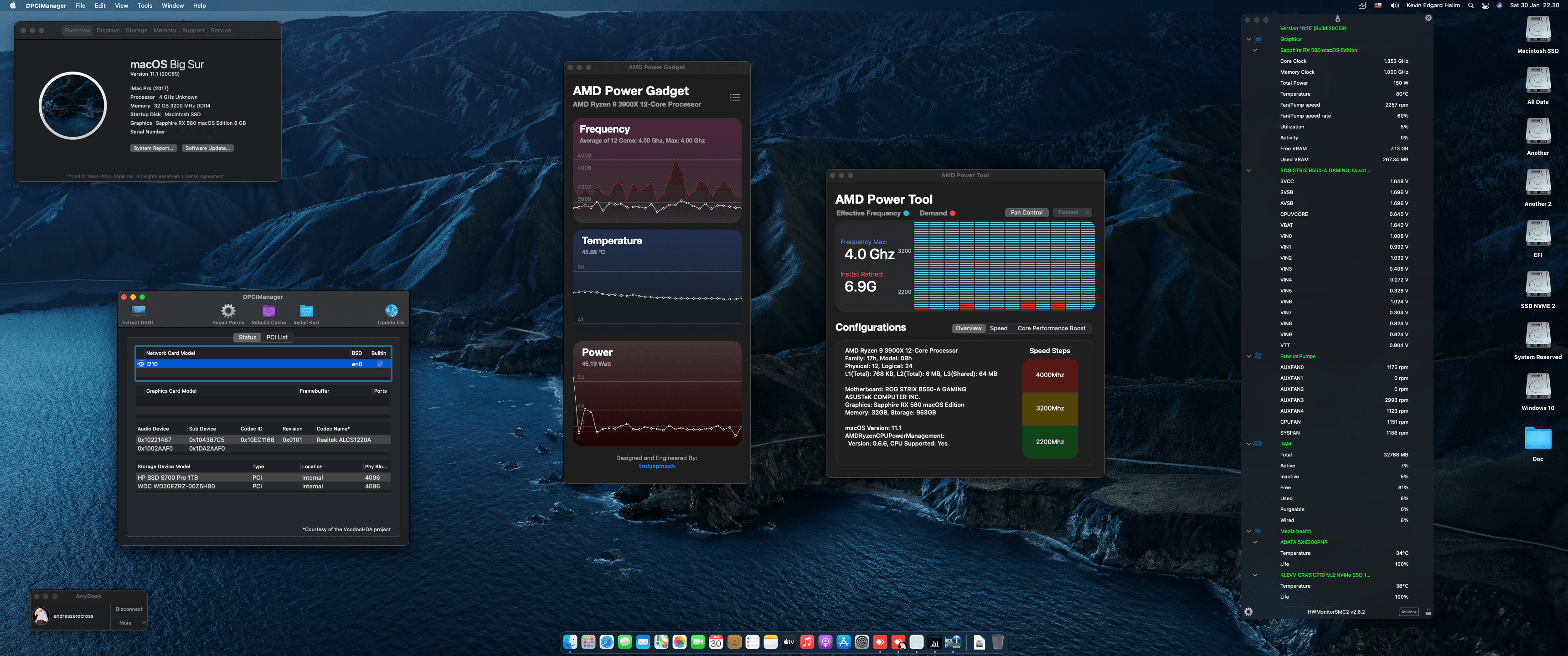 Success Hackintosh macOS Big Sur 11.1 Build 20C69 in Asus ROG Strix B550-A Gaming + AMD Ryzen 9 3900X + Sapphire RX 580